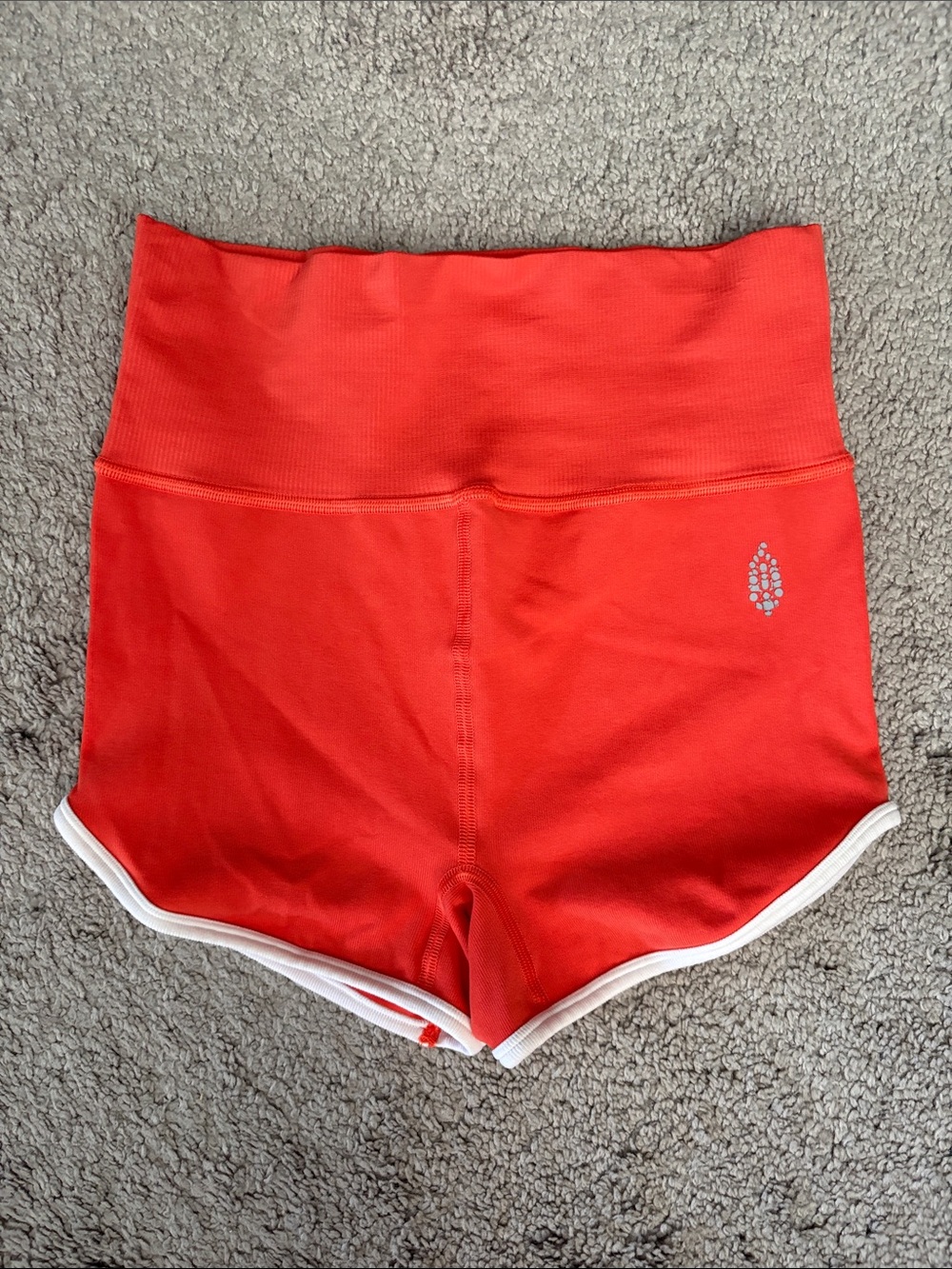 FP Movement by Free People Red High-Rise Athletic Shorts with White Trim